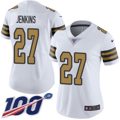 Nike New Orleans Saints #27 Malcolm Jenkins White Women's Stitched NFL Limited Rush 100th Season Jersey